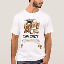 Premium 3D Gold Personalisiertes Abschluss T-Shirt