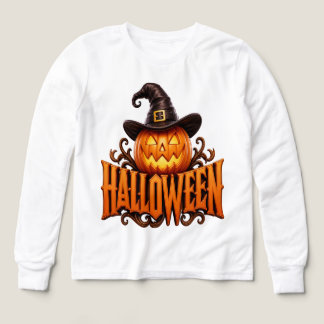 Premium 3D-Halloween-Kürbislogo mit Hexenhut