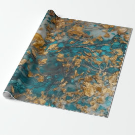 Premium-Aquamarin- und goldakryllische Pur Nahtlos Geschenkpapier
