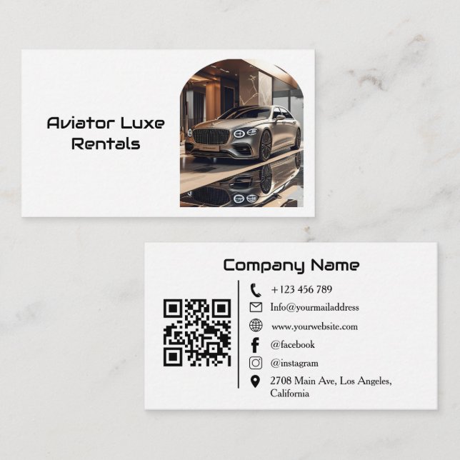 Premium Arch Car Rental & Sales QR Code Photo Visitenkarte (Vorne/Hinten)