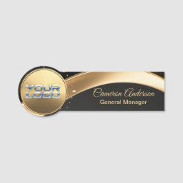 Premium asymmetrisches gold-schwarzes Namensschild
