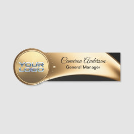 Premium asymmetrisches gold-schwarzes Namensschild