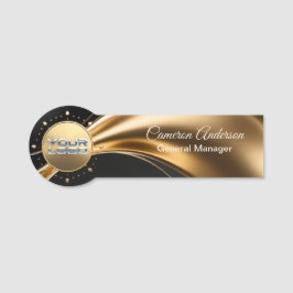 Premium asymmetrisches gold-schwarzes Namensschild