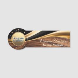 Premium asymmetrisches Holz-Gold-Namensschild Namensschild