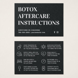 Premium Black Botox Injektion Aftercare Card