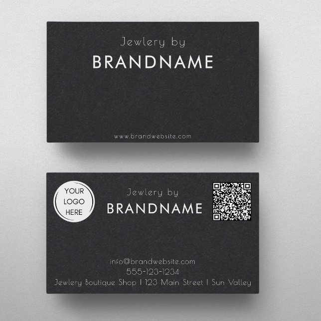 Premium Black Custom Logo QR-Code Business Card Visitenkarte (Von Creator hochgeladen)