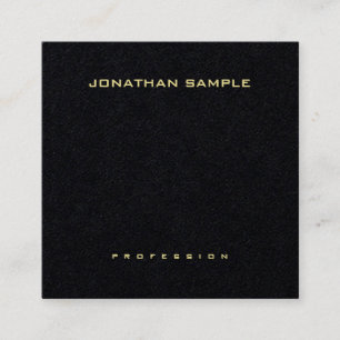 Premium Black Elegant Einfaches Design Gold Name Quadratische Visitenkarte
