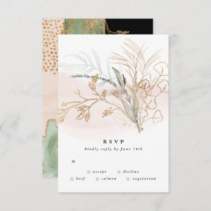 Premium Black Gold Botanical Eukalyptus Wedding RSVP Karte