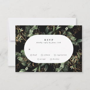 Premium Black Gold Botanischer Eukalyptus Oval RSVP Karte