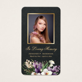 Premium Black Gold Floral Memorial Cards
