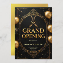 Premium Black & Gold Grand Opening Einladung