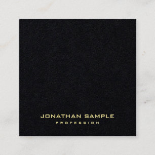 Premium Black Modern Gold Text Elegant Einfaches T Quadratische Visitenkarte