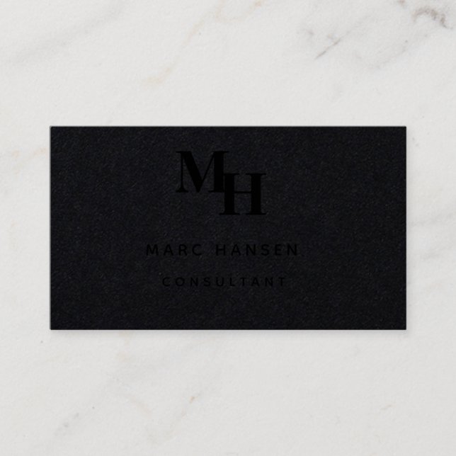 Premium Black Monogram Modern Luxury Business Card Visitenkarte (Vorderseite)