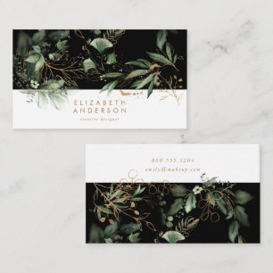 Premium Black Onyx Modern Eucalyptus Corporate Visitenkarte