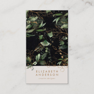 Premium Black Onyx Modern Eucalyptus Corporate Visitenkarte