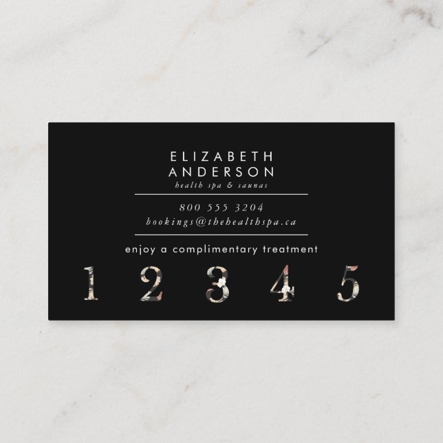 Premium Black Pampas Grass Floral Slate Marble Treuekarte (Rückseite)