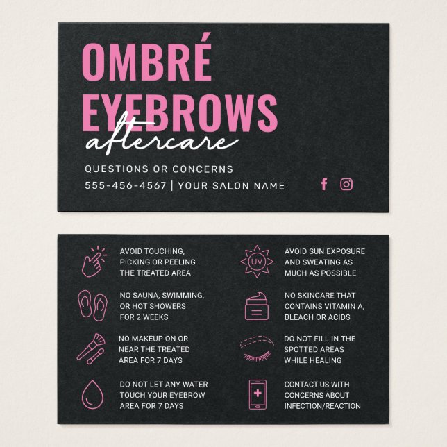 Premium Black & Pink Ombre Pulver Brows Aftercare (Vorne & Hinten)