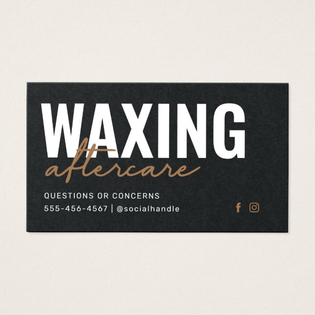Premium Black Waxing Aftercare Card Haarentfernung (Vorderseite)
