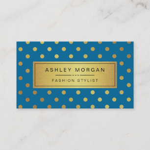 Premium Blue and Gold Glitzer Polka Dots Visitenkarte
