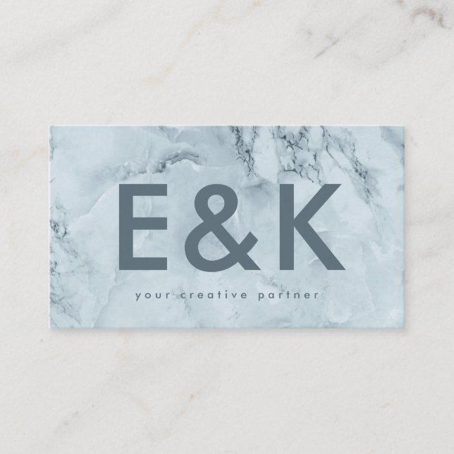 Premium Blue IceBerg Ultra Modern Bold Monogram Visitenkarte (Vorderseite)