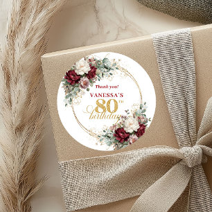 Premium Blush Burgundy 80. Geburtstag Sticker