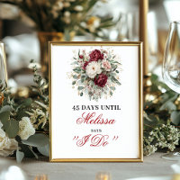 Premium Blush Burgundy Countdown-Schild Poster