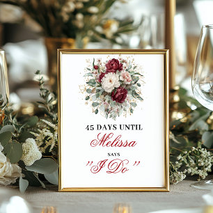 Premium Blush Burgundy Countdown-Schild Poster