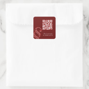 Premium Braune Weiße QR-Code Geschäftskarten Quadratischer Aufkleber