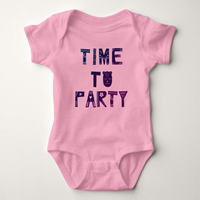 Premium Celebration Time to Partys Birthday Pink Baby Strampler (Vorderseite)