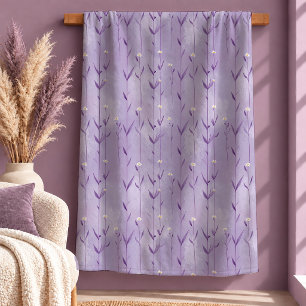 Premium Chic Weiße Daisy Dusty Purple Decke Sherpadecke