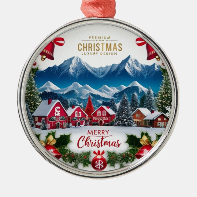 Premium Christmas Village Round Ornament  (Vorne)