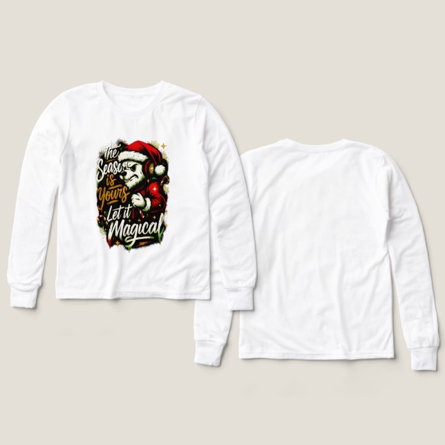 Premium Cozy Christmas Bear Top Edgy Winter gift (Design Vorderseite & Rückseite)
