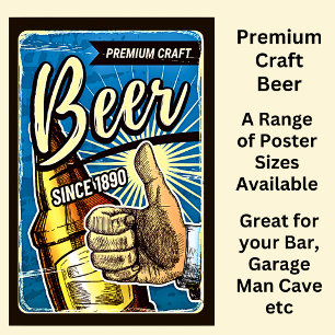 Premium Craft Beer Seit 1890 Blue & Brown Poster
