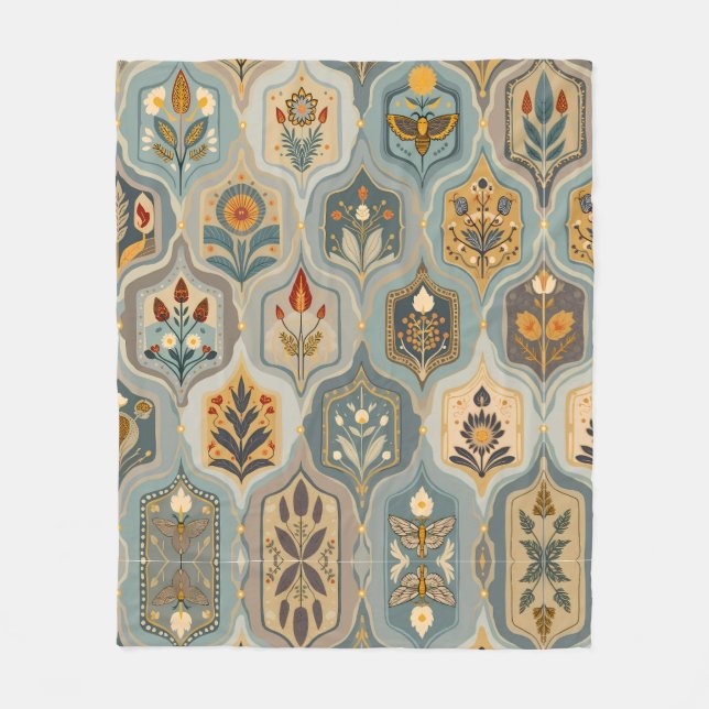 Premium dekoriert Blumenmosaik Fleece Blanket (Vorderseite)