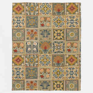 Premium dekoriert Blumenmosaik Fleece Blanket