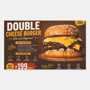 Premium Double Cheese Burger Werbeplakat – Rechteckiger Aufkleber
