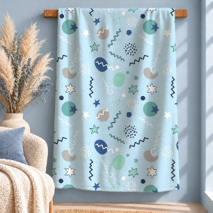Premium Dusty Blue Geometrisches Kuscheldecke-Desi Sherpadecke
