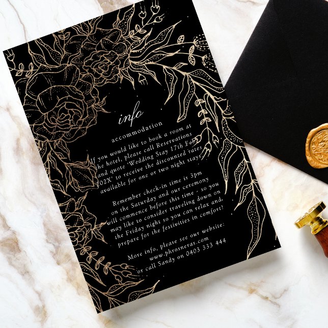 Premium Editable Gold Floral Wreath Wedding Begleitkarte (Von Creator hochgeladen)