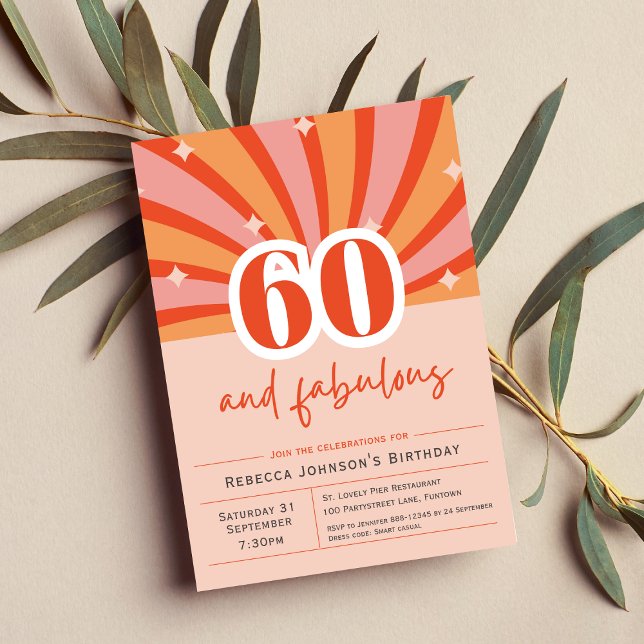 Premium Einladung 60 und fabelhaftes Retro (60th birthday party Invitation 60 and fabulous retro fun style for sixty year old)