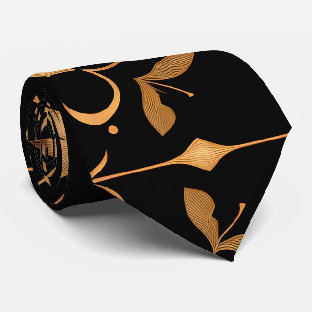 Premium Elegant Black Boho Neck Tie Krawatte (Gerollt)
