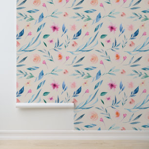 Premium Elegant   Blume der Wasserfarbe auf Creme Tapete