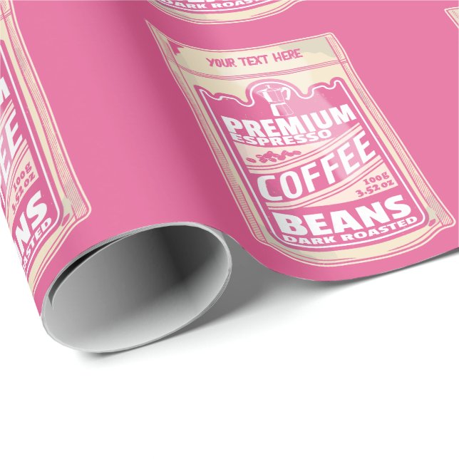 Premium Espresso Kaffeebohnen Rosa Pop Kunst Geschenkpapier (Rolleneckpunkt)