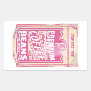 Premium Espresso Kaffeebohnen Rosa Pop Kunst Rechteckiger Aufkleber