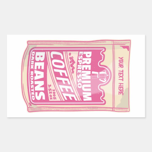 Premium Espresso Kaffeebohnen Rosa Pop Kunst Rechteckiger Aufkleber (Vorderseite)