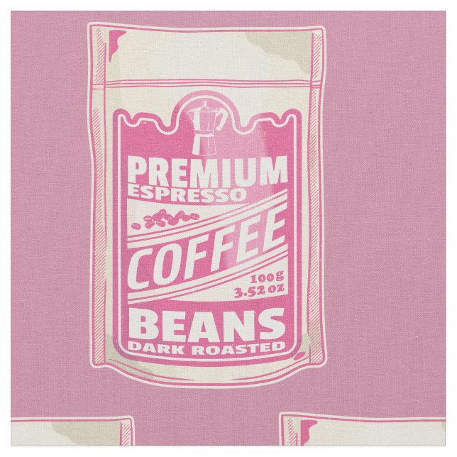 Premium Espresso Kaffeebohnen Rosa Pop Kunst Stoff (Nahaufnahme)