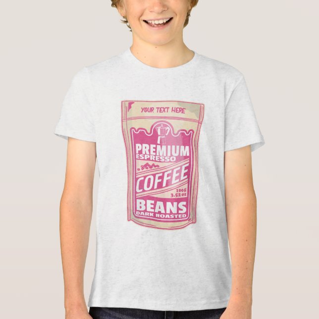 Premium Espresso Kaffeebohnen Rosa Pop Kunst Tri-Blend Shirt (Vorderseite)