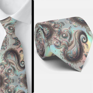 Premium-Faux-Holografie-Opal-Paisley-Schlips Krawatte