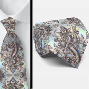 Premium-Faux-Holografie-Opal-Paisley-Schlips Krawatte
