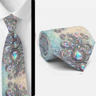 Premium-Faux-Holografie-Opal-Paisley-Schlips Krawatte