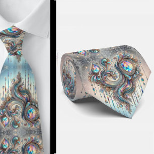 Premium-Faux-Holografie-Opal-Paisley-Schlips Krawatte